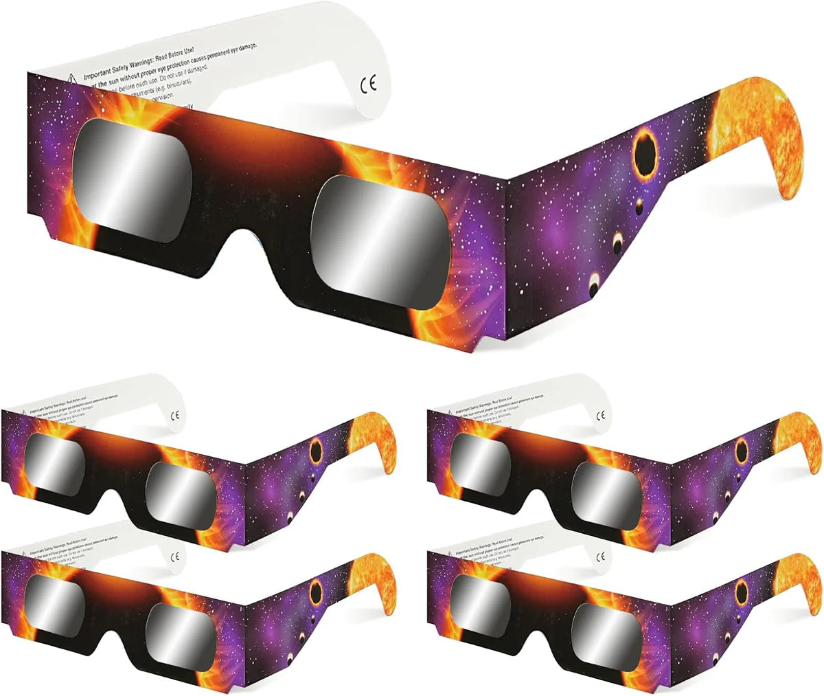 Solar Eclipse Glasses QW-SOZ1 [Pack of 4], EN ISO 12312-2 Certified, Safe Sun Visors for Direct Sun Observation, High Definition Filters